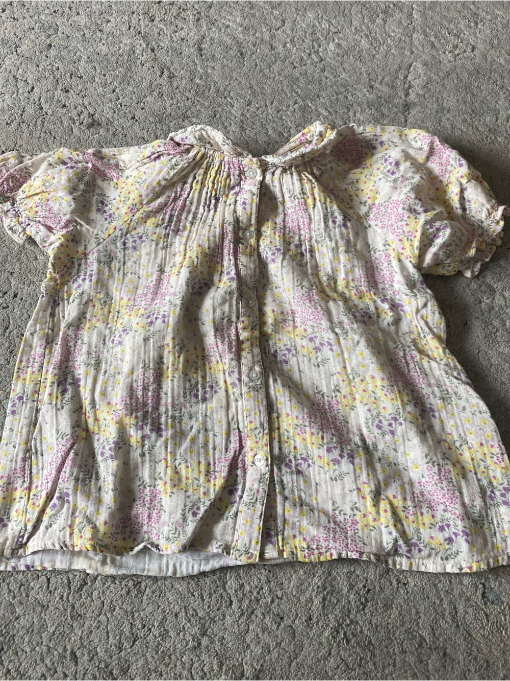 Bonton Girls' White Floral Blouse Sz 6
